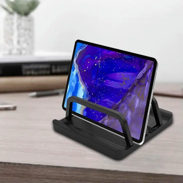 Alt view image 2 of 4 - 2 Slot Vertical Laptop Stand Adjustable Width Desk Laptop Holder Multi-Purpose Laptop Holder for Computer Tablet Phone