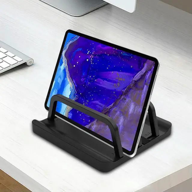 Alt view image 4 of 4 - 2 Slot Vertical Laptop Stand Adjustable Width Desk Laptop Holder Multi-Purpose Laptop Holder for Computer Tablet Phone