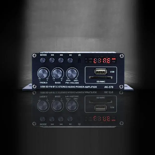 Alt view image 2 of 4 - AK-370 Bluetooth-compatible Amplifier 2.0 Channel Audio Amplifier DC 12V Audio Amplifiers Mini HIFI Stereo USB OTG Input