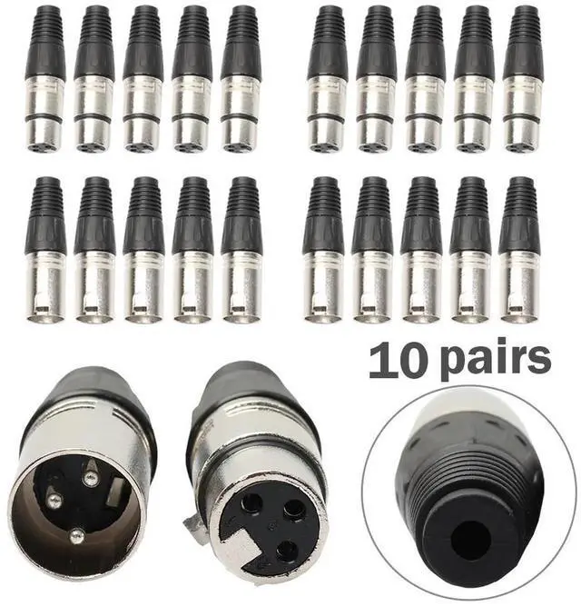 Alt view image 3 of 4 - Male Female 3Pin XLR Head Microphone Audio Cable Connectors Caron Cable Terminals XLR Audio Plug Accessories