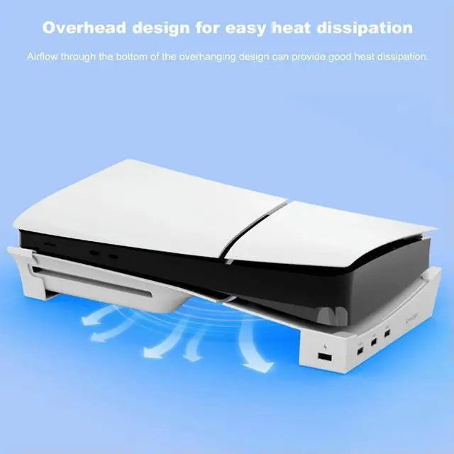 Alt view image 4 of 4 - For PS5 Slim Horizontal Holder with Hub Base Stand Holder 4 USB 2.0 Ports for 5 Slim Disc&Edition