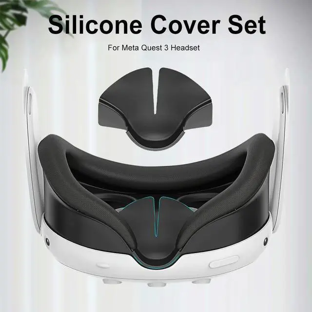 Alt view image 3 of 4 - Silicone Protective Cover Set Front Shell Headset Cover Anti-Slip Face Cover Sweatproof for Quest 3 Headset Accessories
