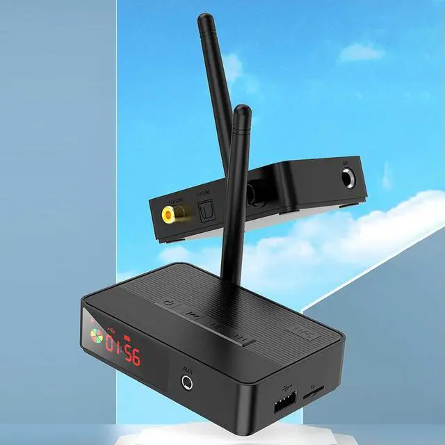 Alt view image 3 of 4 - NFC Bluetooth-Compatible 5.3 Audio Transmitter 3.5mm AUX Audio Receiver Optical Coaxial/Mic/U Disk/TF Card with Remote