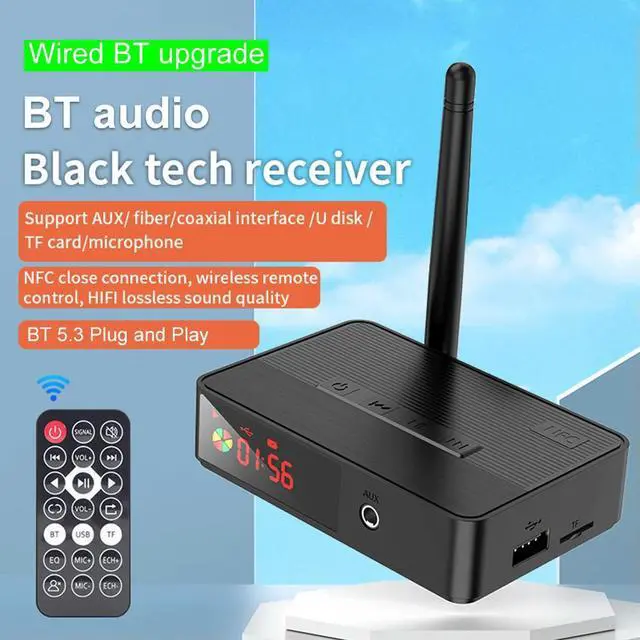 Alt view image 4 of 4 - NFC Bluetooth-Compatible 5.3 Audio Transmitter 3.5mm AUX Audio Receiver Optical Coaxial/Mic/U Disk/TF Card with Remote