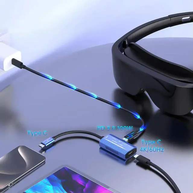 Alt view image 4 of 4 - 4K@60Hz HDMI-Compatible To Type C Converter DC 5V Aluminum Alloy for XREAL/Rokid Air AR Glasses for Switch/Steam Deck /ROG Ally