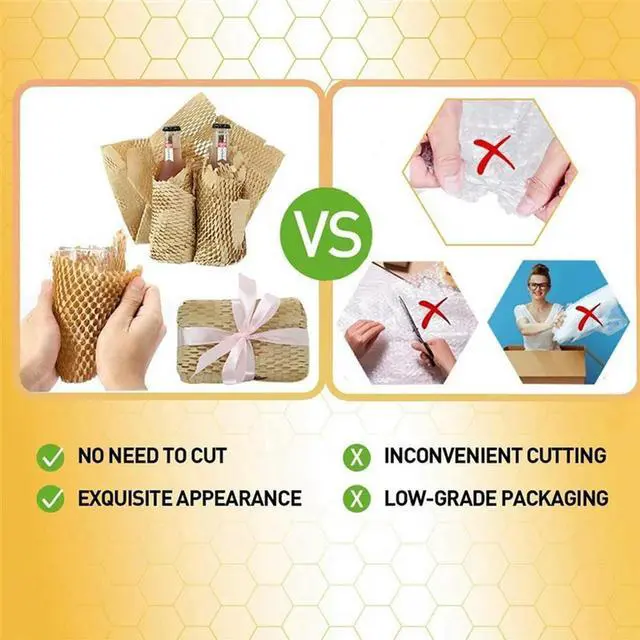 Alt view image 5 of 8 - 10 Roll Recycled Packing Paper 12Inch X 33FT Eco Honeycomb Paper For Moving Packaging Wrap Recycle Cushion Material