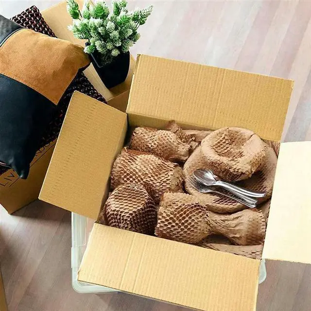 Alt view image 6 of 8 - 10 Roll Recycled Packing Paper 12Inch X 33FT Eco Honeycomb Paper For Moving Packaging Wrap Recycle Cushion Material