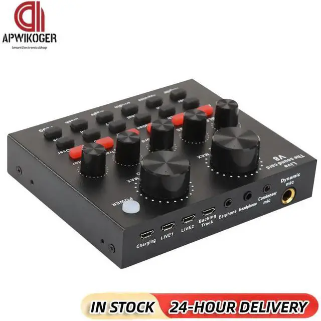 Main image of Audio Sound Card with Monitor Electric Guitar Live Broadcast Recording Computer Sound Sard PC Phone Phantom Power