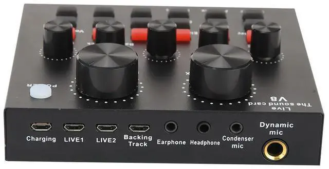 Alt view image 4 of 4 - Audio Sound Card with Monitor Electric Guitar Live Broadcast Recording Computer Sound Sard PC Phone Phantom Power