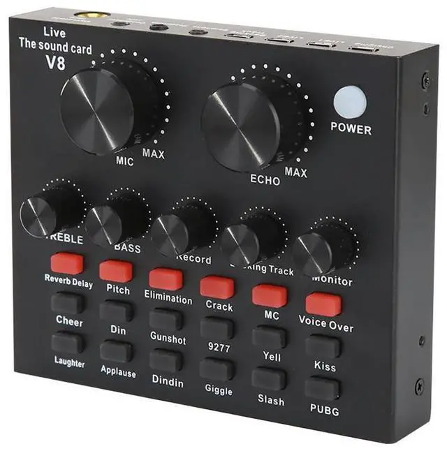 Alt view image 3 of 4 - Audio Sound Card with Monitor Electric Guitar Live Broadcast Recording Computer Sound Sard PC Phone Phantom Power