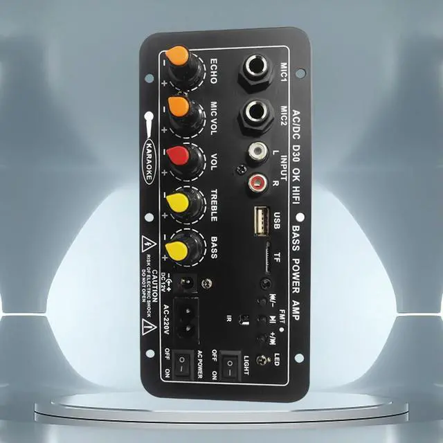 Alt view image 3 of 4 - 12V 220V Karaoke Amplifier Dual Microphone Bluetooth-Compatible Stereo Sound Amp Subwoofer Car Stereo Amplifier Board