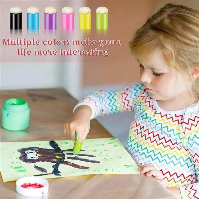 Alt view image 7 of 8 - 300 Pieces Finger Sponge Daubers Finger Painting Sponge Craft Drawing Sponge Dauber Set For Painting Art Ink Crafts