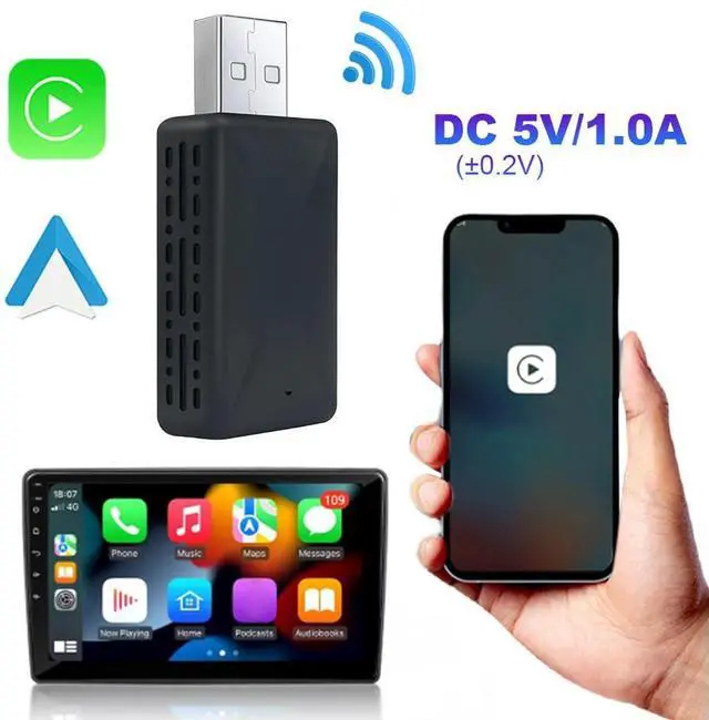 Alt view image 2 of 4 - 2 in 1 Wireless Car Mini AI Box USB Dongle Plug and Play Dongle USB Dongle Adapter for Factory Wired CarPlay Android Auto