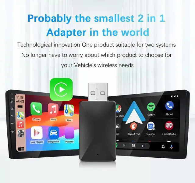 Alt view image 4 of 4 - 2 in 1 Wireless Car Mini AI Box USB Dongle Plug and Play Dongle USB Dongle Adapter for Factory Wired CarPlay Android Auto