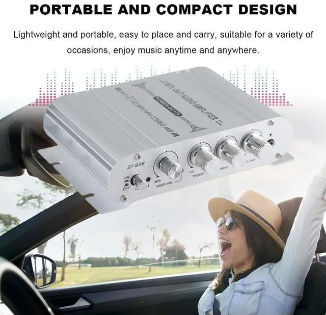 Alt view image 3 of 4 - 2.1 Channel Mini Power Amplifier with Subwoofer Output Audio Stereo Bass Amp 20Wx2+40W 12V for Home Car Meeting Theater