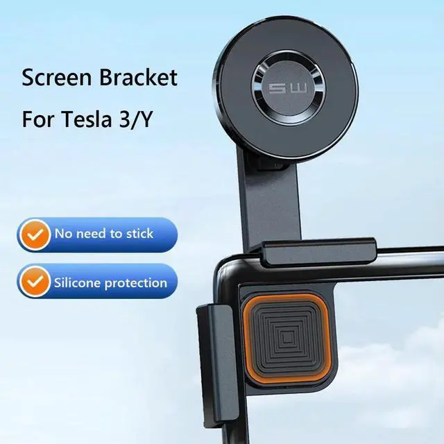 Alt view image 4 of 4 - Magnetic Car Phone Holder Mount with Magnetic Ring for Tesla 3/Y Car Screen Navigation Bracket Screen Phone Mount for 15