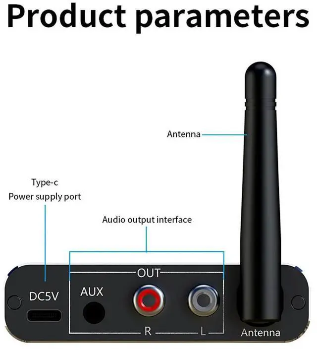 Alt view image 4 of 4 - BT 5.4 Audio Receiver Support U-Disk Playback TF Card Wireless Stereo Music Adapter Wireless Audio Adapter for TV Car Speaker