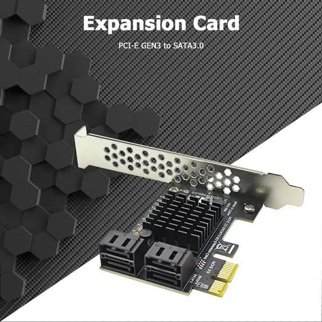 Alt view image 4 of 4 - 4 Port SATA III PCIe Card 6Gbps SATA 3.0 to PCI Express 1X Adapter with Bracket Hard Disk Drive SSD Adapter Card