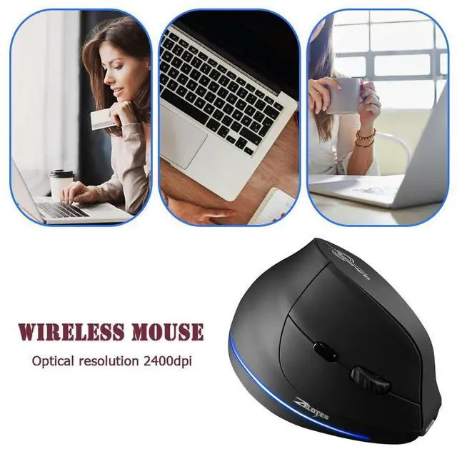 Alt view image 4 of 4 - ZELOTES F-35 6 Buttons Rechargeable Wireless 2400DPI Adjustable Vertical Mouse
