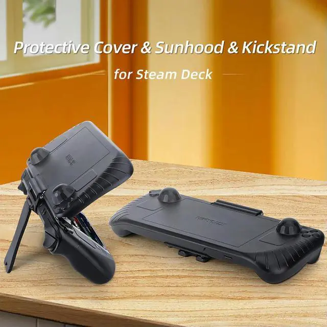 Alt view image 3 of 4 - Protective Back Case with Support Stand Cooling Rear Housing Cover Non-scratch Sun Shield Cover Shock-Absorption for Steam Deck