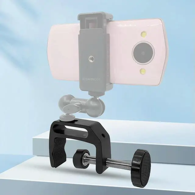 Alt view image 3 of 4 - 2 Pcs Support Small C Clamp with 1/4inch-20 & 3/8inch-16 Thread Hole Desk Clamps Aluminum Alloy for Desktop Mount Holder