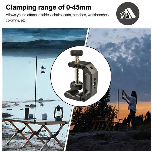 Alt view image 4 of 4 - 2 Pcs Support Small C Clamp with 1/4inch-20 & 3/8inch-16 Thread Hole Desk Clamps Aluminum Alloy for Desktop Mount Holder