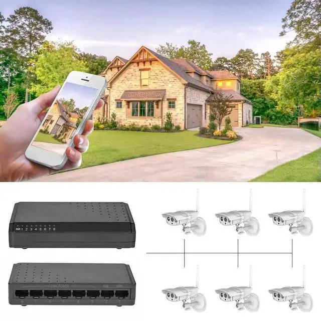 Alt view image 2 of 4 - 8 Ports PoE Switch 6+2 POE 10/100M Ethernet Power Over without Power Adapter for Outdoor Cameras Accessories