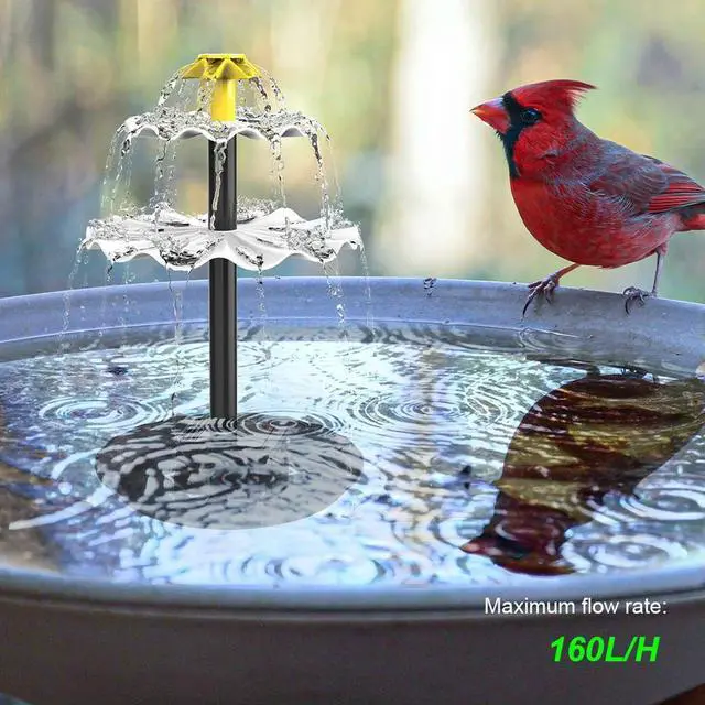 Alt view image 4 of 4 - 3 Tiered Bird Bath Pump with Solar Panel Solar Bird Bath Fountain 3.5W Fountain Pump Multifunction for Courtyard Patio Balcony