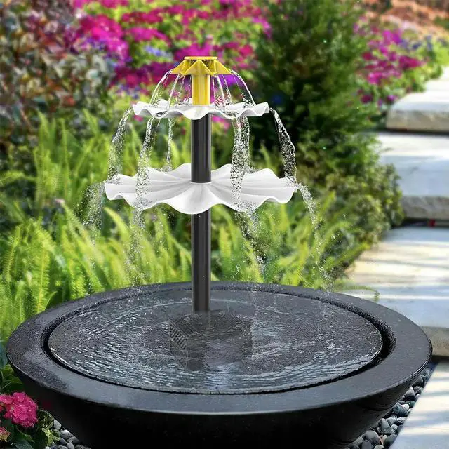 Alt view image 3 of 4 - 3 Tiered Bird Bath Pump with Solar Panel Solar Bird Bath Fountain 3.5W Fountain Pump Multifunction for Courtyard Patio Balcony