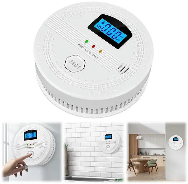 Alt view image 2 of 4 - 2-in-1 CO and Smoke Detector LCD Display Portable CO Detector Sound Warning & LED Indicator CO Sensor for Home Warehouse
