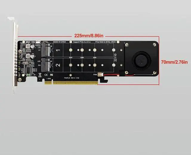 Alt view image 4 of 4 - 4 NVME M2 NVME Extended Card 4x32Gbps PCIeX16 To M.2 NVMe SSD Adapter Card M Key Adapter Board Support SSD 2280/2260/2242/2230