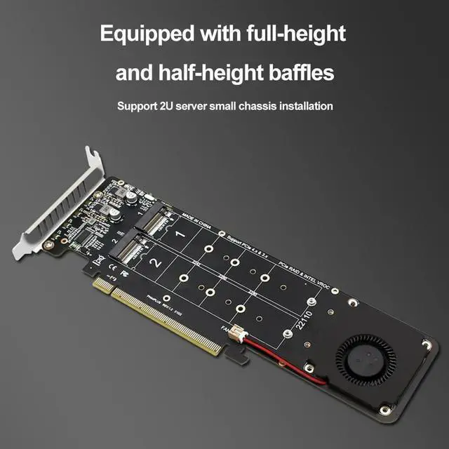 Alt view image 2 of 4 - 4 NVME M2 NVME Extended Card 4x32Gbps PCIeX16 To M.2 NVMe SSD Adapter Card M Key Adapter Board Support SSD 2280/2260/2242/2230