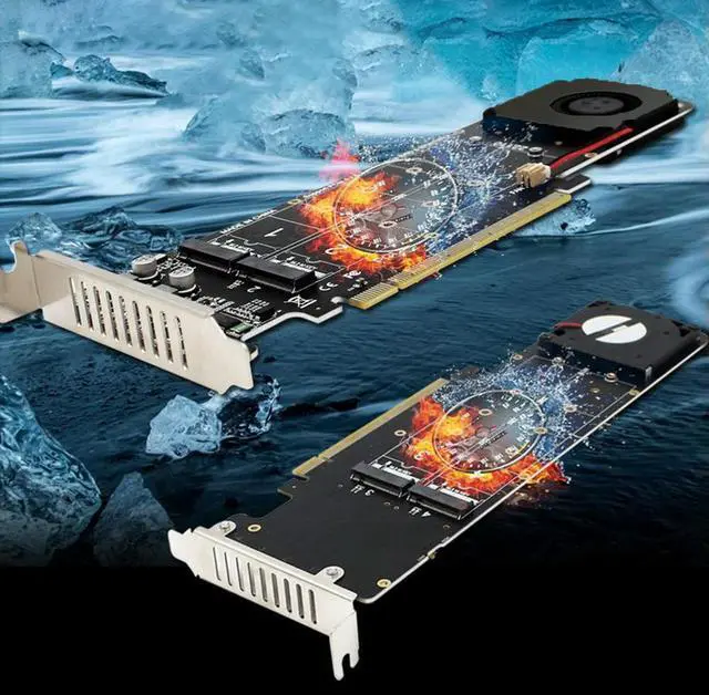 Alt view image 3 of 4 - 4 NVME M2 NVME Extended Card 4x32Gbps PCIeX16 To M.2 NVMe SSD Adapter Card M Key Adapter Board Support SSD 2280/2260/2242/2230