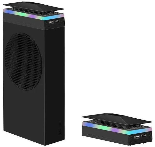 Alt view image 2 of 4 - Top Cooling Fan System 7 RGB LED Light Modes Game Console Cooling Fan Dustproof Top Cover 2 USB Ports 3 Gears for Xbox Console