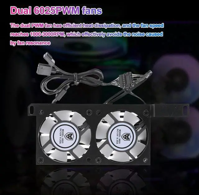 Alt view image 3 of 4 - RAM Heatsink ARGB Syn RAM Memory Cooling Fan with Dual 60mm Fan PWM 1000-3000RPM for DDR/DDR2/DDR3/DDR4/DDR5
