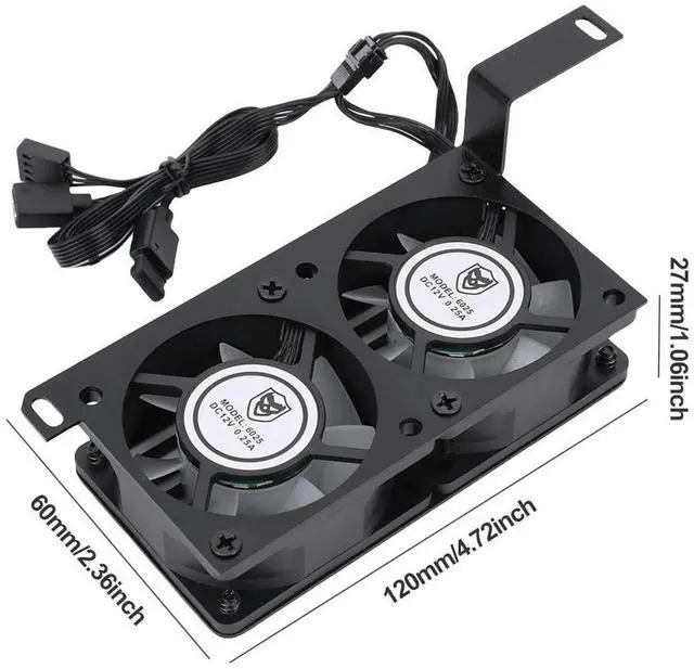 Alt view image 4 of 4 - RAM Heatsink ARGB Syn RAM Memory Cooling Fan with Dual 60mm Fan PWM 1000-3000RPM for DDR/DDR2/DDR3/DDR4/DDR5