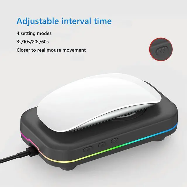 Alt view image 4 of 4 - Undetectable Mouse Mover Jiggler 4 Modes Wiggler with Adjustable Interval Timer ON/Off Switch RGB Lights Keeps PC Active