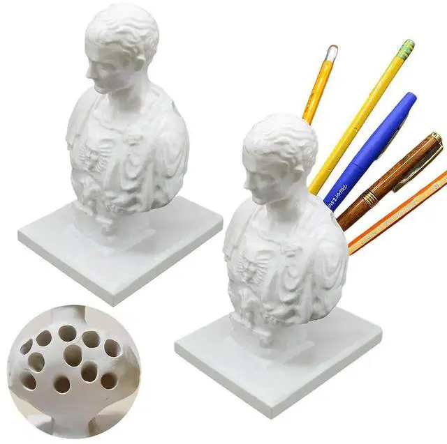 Alt view image 2 of 4 - Julius Caesar Statue Pen Holder Creative Desktop Pen Holder Decorative Pen and Pencil Holder Resin Pen Rack for Office Desktop