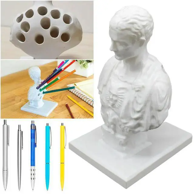 Alt view image 4 of 4 - Julius Caesar Statue Pen Holder Creative Desktop Pen Holder Decorative Pen and Pencil Holder Resin Pen Rack for Office Desktop