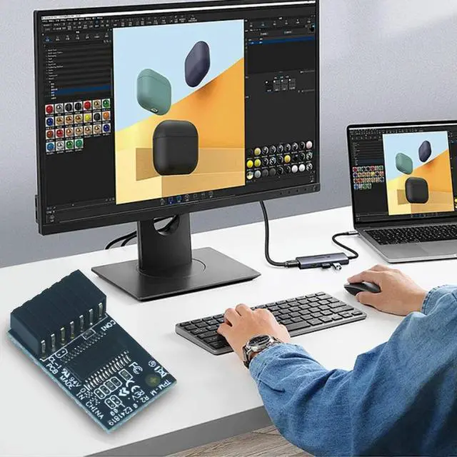 Alt view image 2 of 4 - For Computer TPM-M R2.0 LPC 14-1 Pin TPM-M R2.0 Hardware Security Chip 15x25mm TPM-M R2.0 Module for Motherboards
