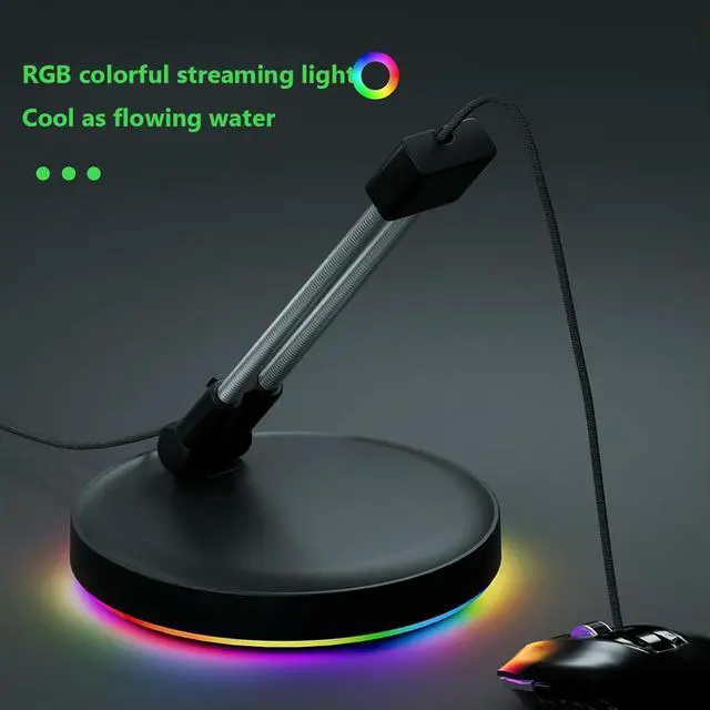 Alt view image 3 of 4 - RGB Mouse Bungee Cable Holder with Type-C Cable Gaming Mouse Cord Holder Anti-winding Gaming Mouse Bungee for Esports FPS Game