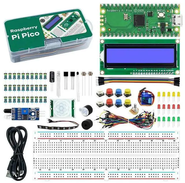 Main image of For Raspberry Pi Pico RP2040 Basic Starter Kit LCD1602 Display Module Breadboard for Raspberry Pi Beginners & Software Engineer