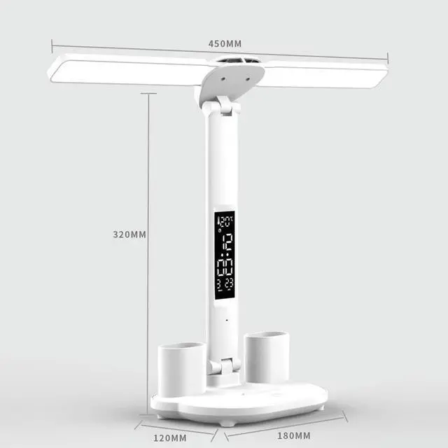 Alt view image 4 of 4 - LED Reading Desk Lights Adjustable with Calendar Stand Table Lamp Touch Control Nightstand Lamps Penholder for Home Office