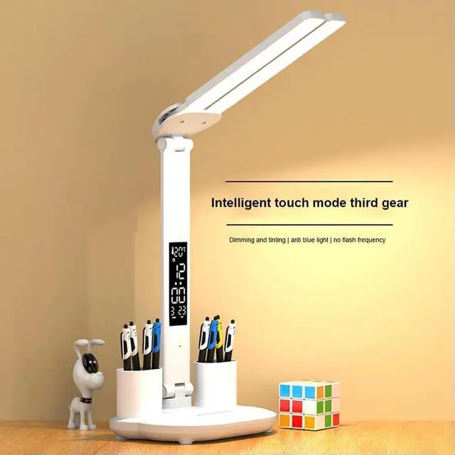 Alt view image 2 of 4 - LED Reading Desk Lights Adjustable with Calendar Stand Table Lamp Touch Control Nightstand Lamps Penholder for Home Office