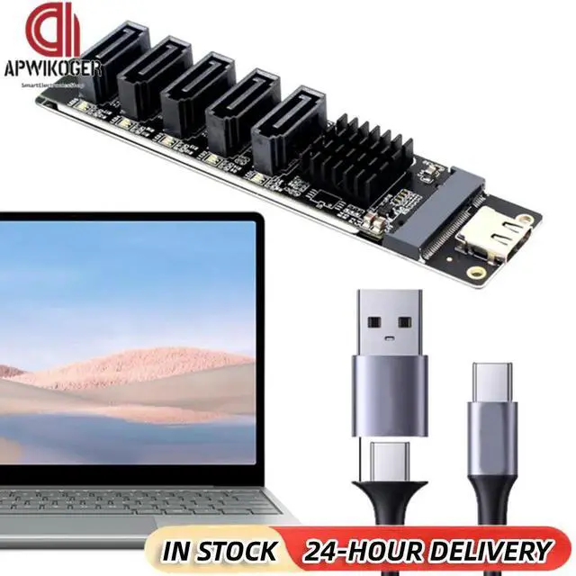 Main image of Type C To 5-Port SATA 3.0 Adapter Card 6Gbps JM575+JMS580 Chip USB C To SATA 3.0 Expansion Card Type C To 5-Ch SATA 3.0 Expander