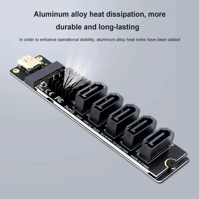 Alt view image 4 of 4 - Type C To 5-Port SATA 3.0 Adapter Card 6Gbps JM575+JMS580 Chip USB C To SATA 3.0 Expansion Card Type C To 5-Ch SATA 3.0 Expander