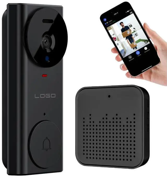 Main image of 2.4G Wi-Fi Wireless Video Doorbell Two-Way Audio Video Doorbell 110° Wide Angle Night Vision for Home Office Warehouse