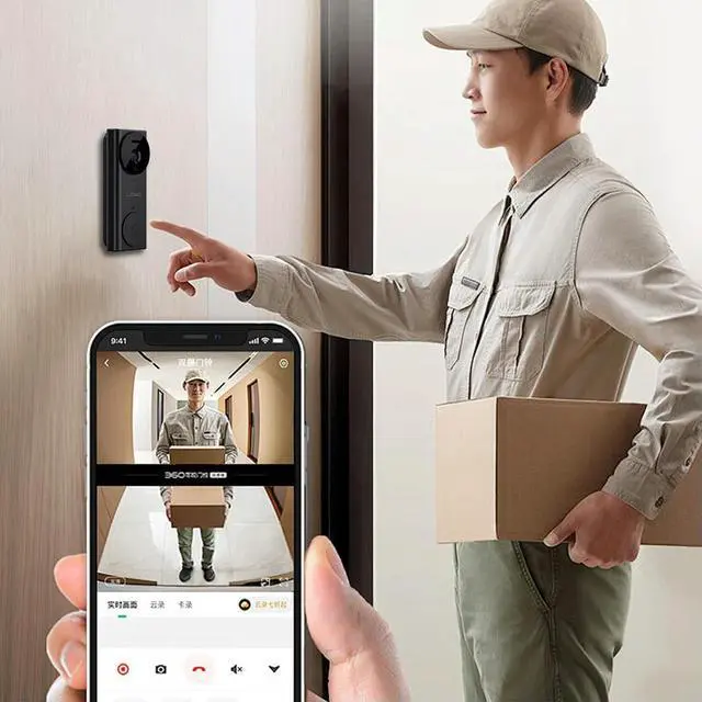 Alt view image 2 of 4 - 2.4G Wi-Fi Wireless Video Doorbell Two-Way Audio Video Doorbell 110° Wide Angle Night Vision for Home Office Warehouse