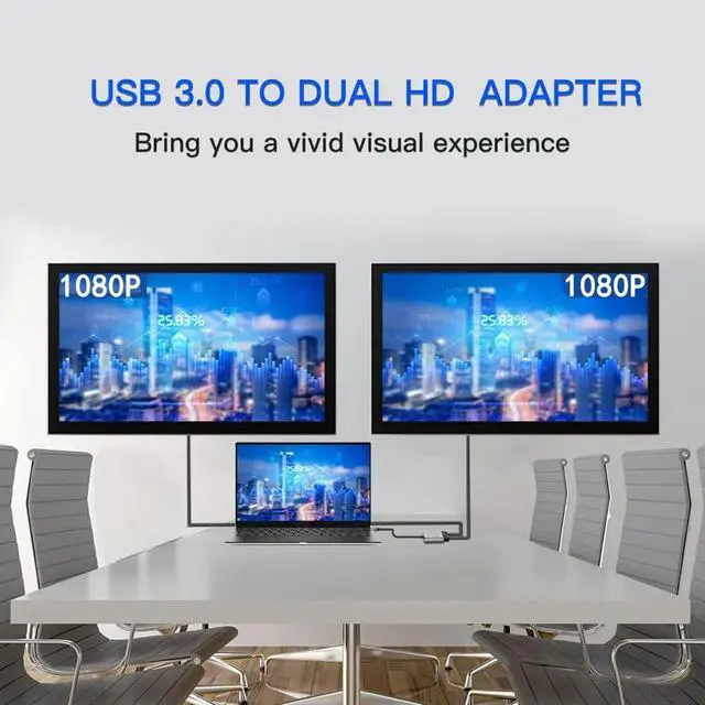 Alt view image 2 of 4 - USB 3.0 Type-C To Dual HD HDMI-Compatible Adapter 1080P 60Hz Display Port Splitter Adapter 5Gbps for Laptop Android Phone