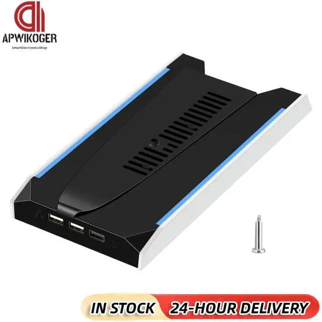 Main image of For PS 5 Slim/PS 5 Pro RGB Game Console Base Bracket with 3 USB 2.0 Ports Console Host Stand 8 Light Mode Vertical Station Base